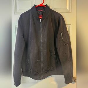 Zara Black Bomber Jacket with Stand-Up Collar